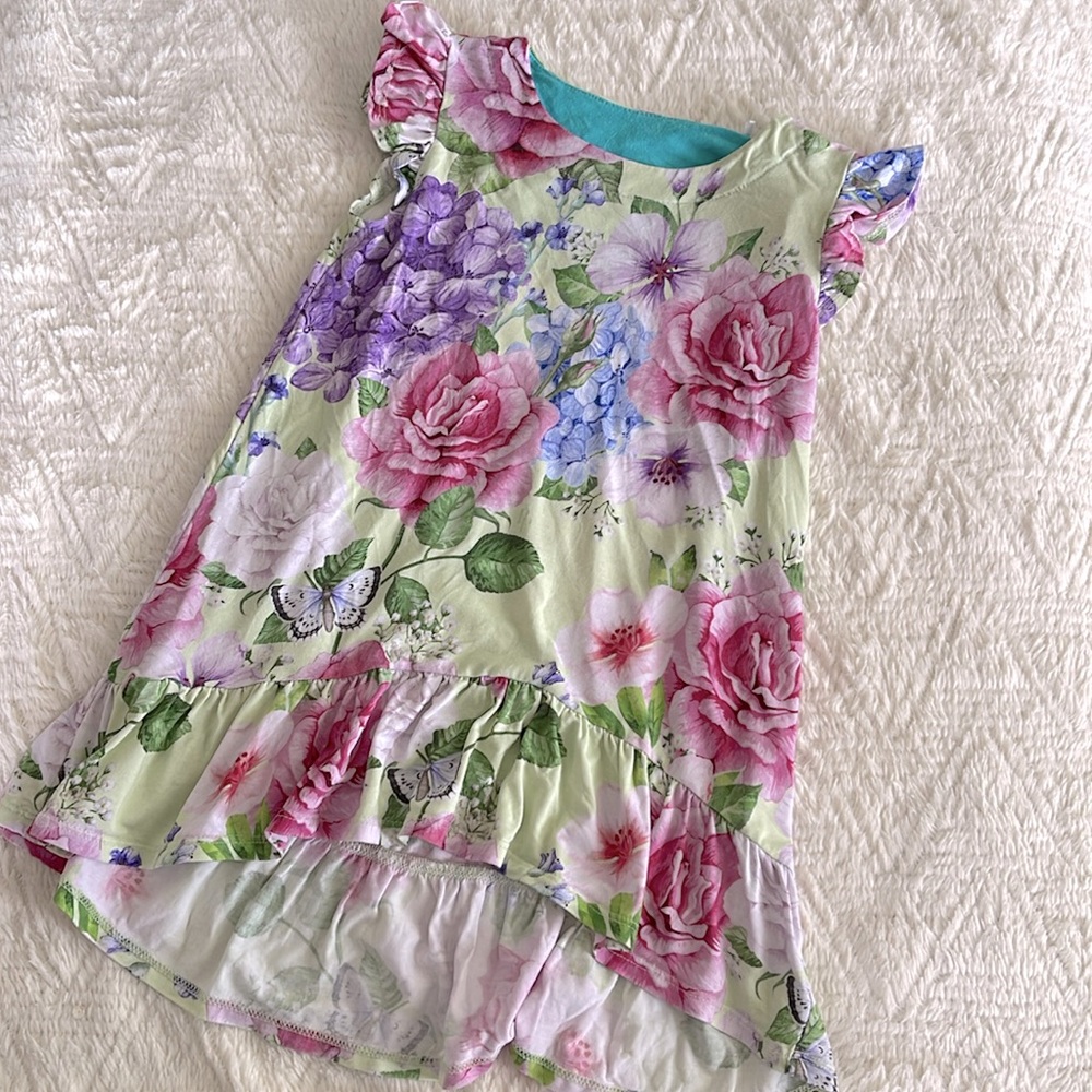 Posh Peanut High Low Green Floral Dress